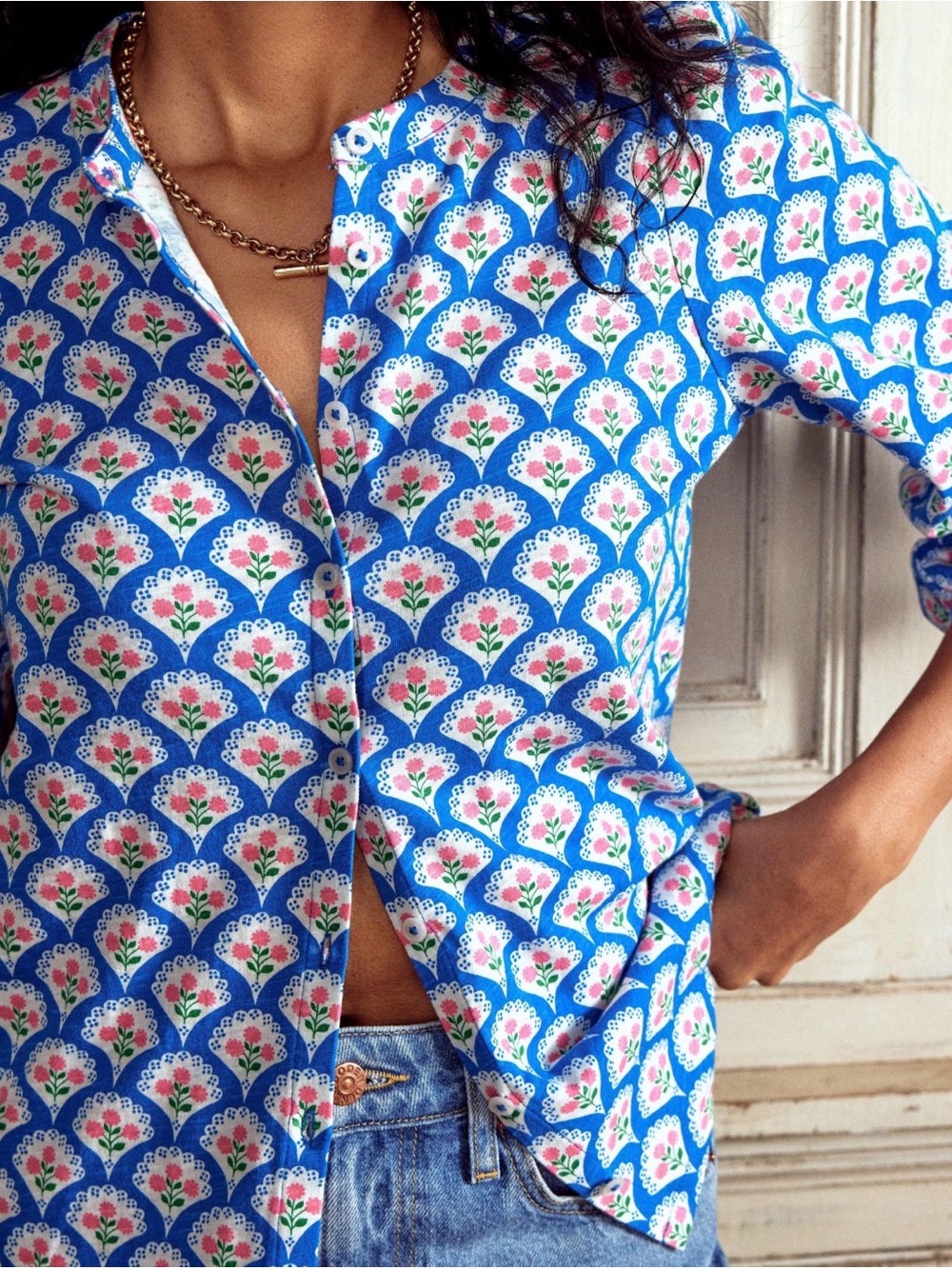 Boden “Marina” Blouse in Cotton Jersey